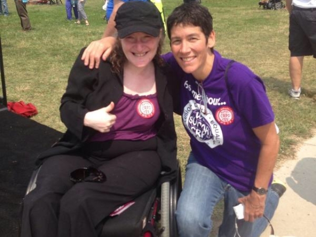 Rhonda with advocates at rally.