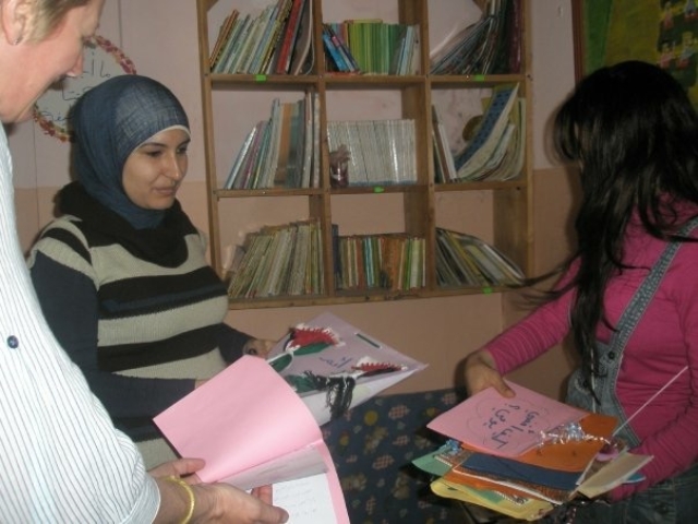 Colleagues at a local DPO showing us things the children and others they work with made.