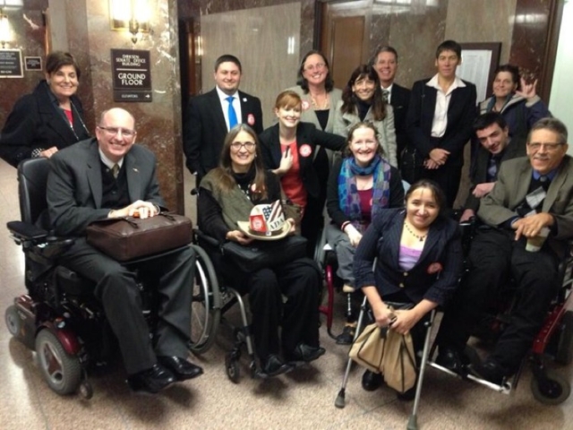 Large group of disability advocates coming out to support the CRPD at Sen