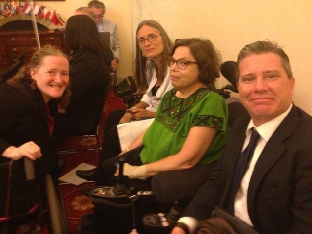4 leader advocates at the At the Senate Foreign Relations Committee hearing: Marca Bristo, Judy Heumann, David Morrissey and Rhonda.