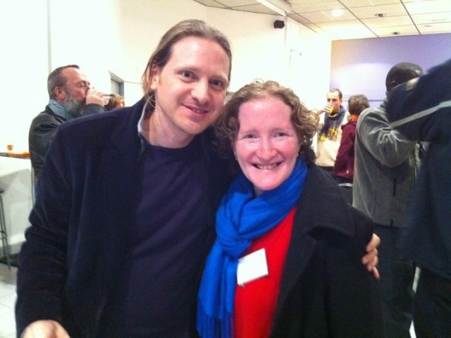 With colleague at a conference