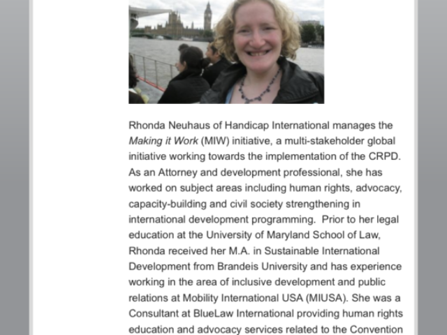 Screenshot of USICD's website with information on Making it Work and Rhonda