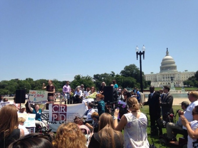 Wide view of the rally for CRPD in front of US Capitol.