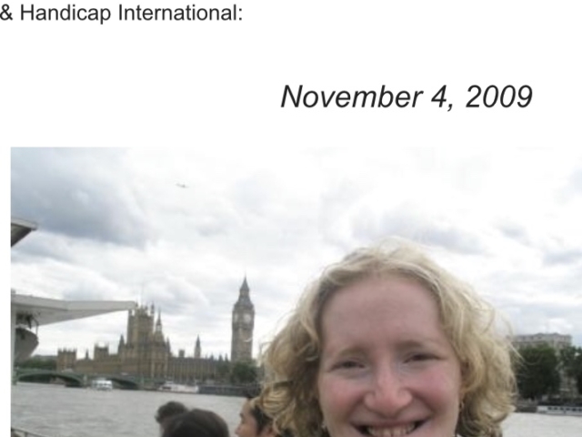 Rhonda on the Thames river with London in the distance on a work trip.