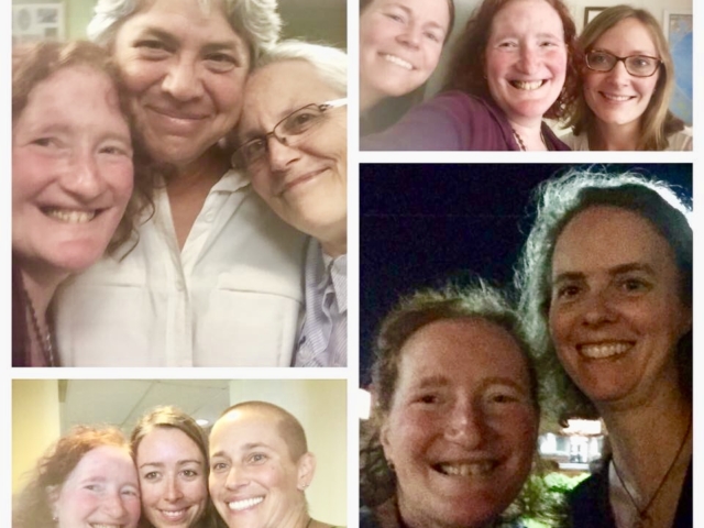 4 photos in this image. Each of Rhonda with various MIUSA colleagues smiling.