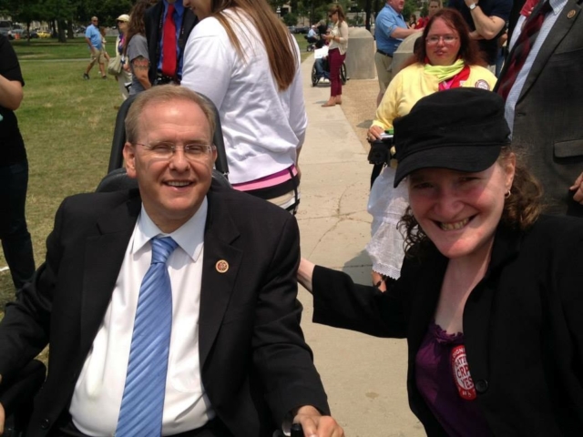 Rhonda with With Congressman Jim Langevin, CRPD supporter.