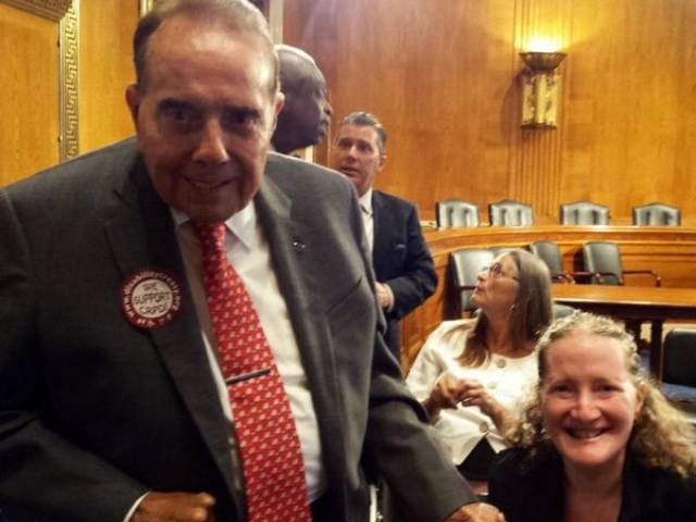 Rhonda with Senator Dole following a press conference for CRPD.