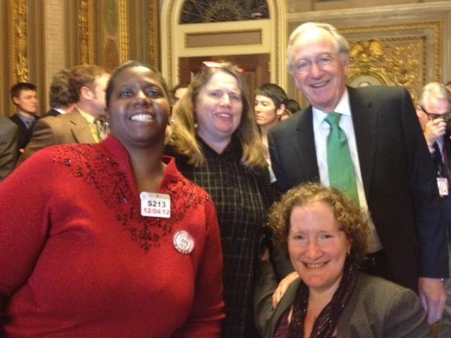 Senator Harkin and CRPD strategist and advocates in Senate.